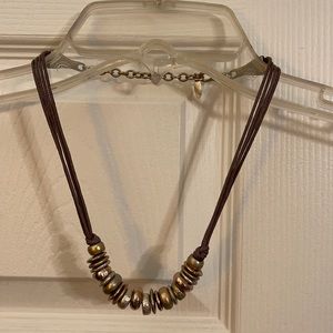 St. Thomas Mixed Metal Round Disc Adjustable Cord Necklace